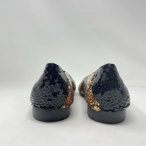 Frankie &amp; Baby Sequin Shoes Black Silver Bronze Metallic 7.5