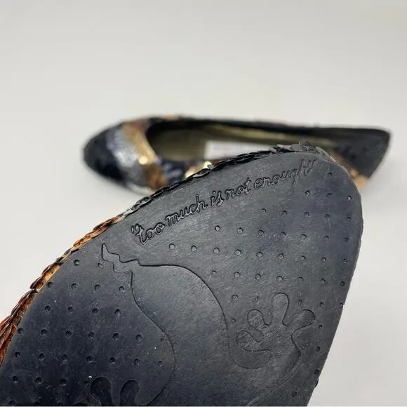 Frankie &amp; Baby Sequin Shoes Black Silver Bronze Metallic 7.5
