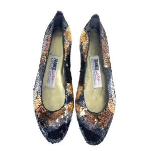 Frankie &amp; Baby Sequin Shoes Black Silver Bronze Metallic 7.5