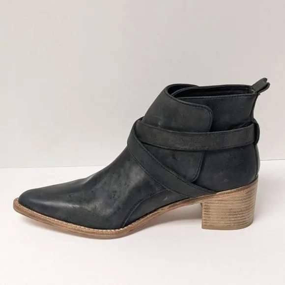Free People Back Loop Ankle Boots, Washed Black, Women's 39 EU (US 9)