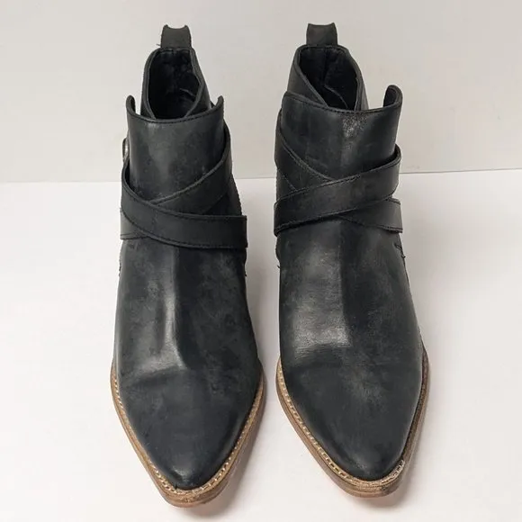 Free People Back Loop Ankle Boots, Washed Black, Women's 39 EU (US 9)