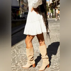 Free People Dahlia Slouch Heeled Suede Boots  Women’s Size 6.5/US 37/EU Boho