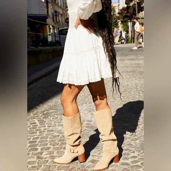 Free People Dahlia Slouch Heeled Suede Boots  Women’s Size 6.5/US 37/EU Boho