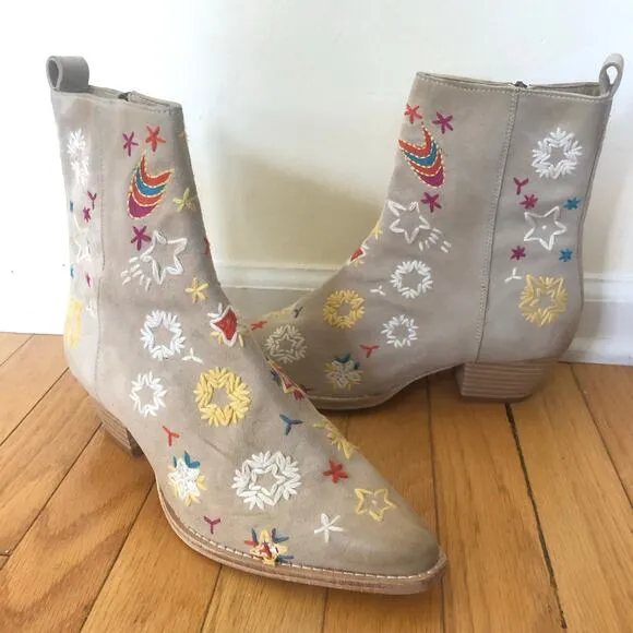 Free People Women's Bowers Embroidered Boots Size EU 39/US 9