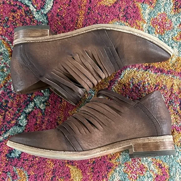 Free People | Women's brown leather Lost Valley strappy ankle boots, size 10