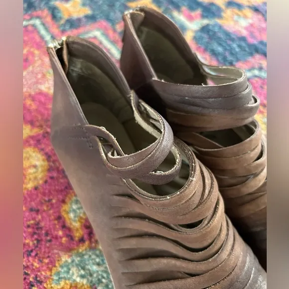 Free People | Women's brown leather Lost Valley strappy ankle boots, size 10