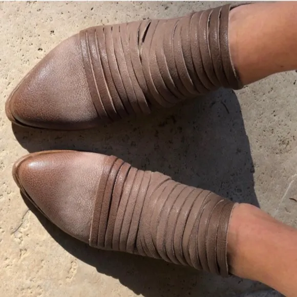 Free People | Women's brown leather Lost Valley strappy ankle boots, size 10