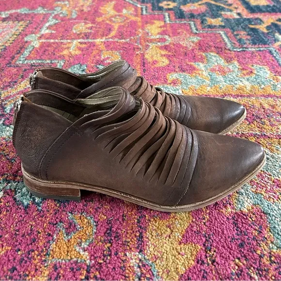 Free People | Women's brown leather Lost Valley strappy ankle boots, size 10