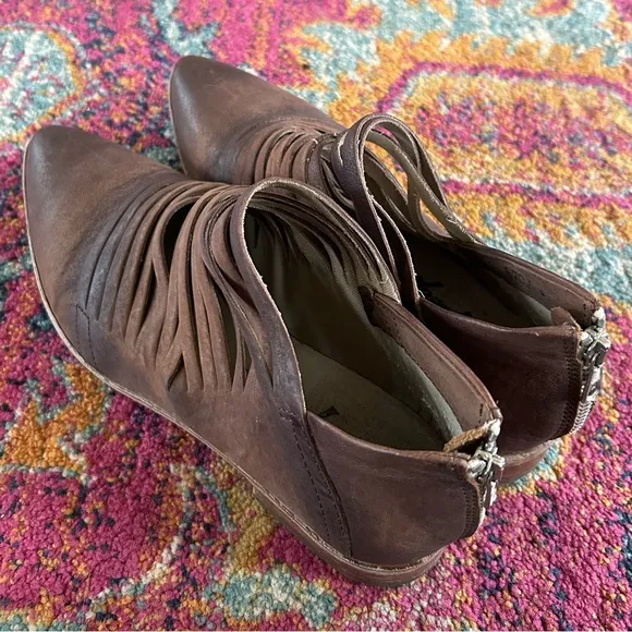 Free People | Women's brown leather Lost Valley strappy ankle boots, size 10