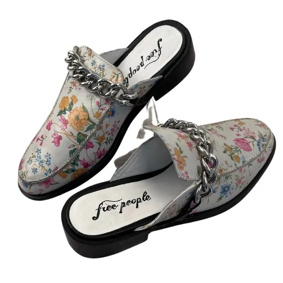 Free People Women's Vida Graden Floral Slip On Loafer Floral Mules NEW Shoes