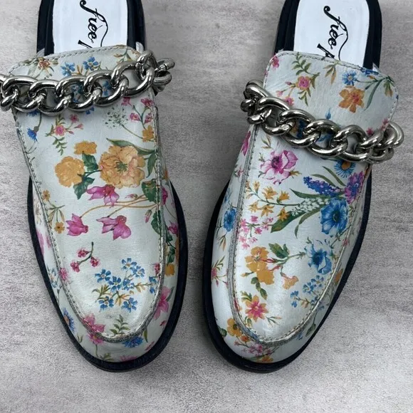 Free People Women's Vida Graden Floral Slip On Loafer Floral Mules NEW Shoes