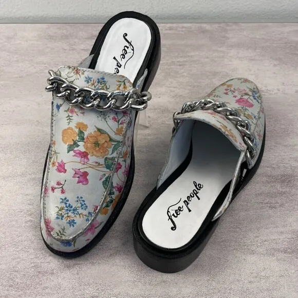 Free People Women's Vida Graden Floral Slip On Loafer Floral Mules NEW Shoes