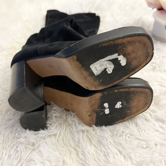 Free People X Anthropologie Echo Black Platform Suede OTK heel boots women sz 37