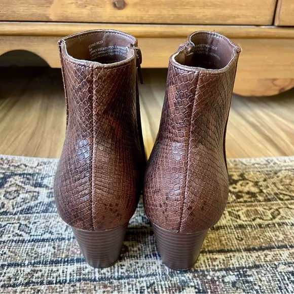 Free People x Matisse Going West Pointed Snake Embossed Western Boots  Chocolate