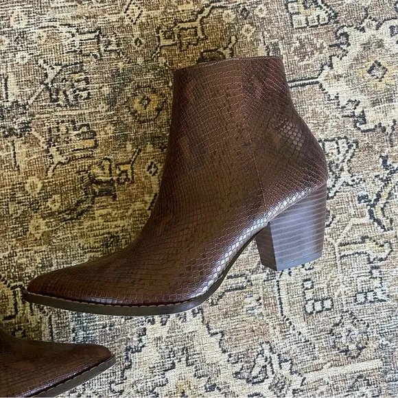 Free People x Matisse Going West Pointed Snake Embossed Western Boots  Chocolate