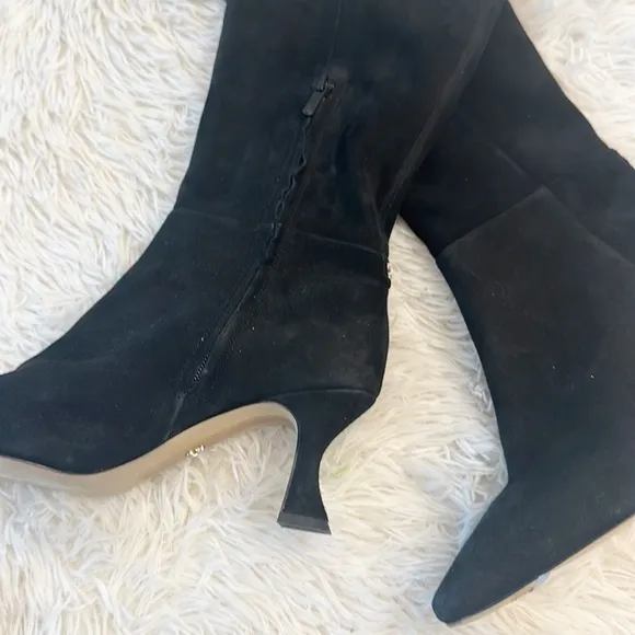 Free People X Sam Edelman Leigh Black Suede Kitten knee boots women size 7