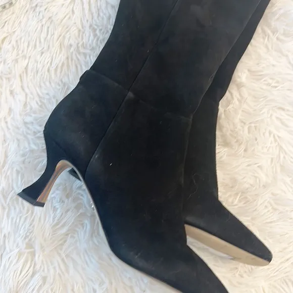 Free People X Sam Edelman Leigh Black Suede Kitten knee boots women size 7