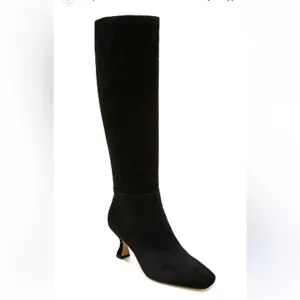 Free People X Sam Edelman Leigh Black Suede Kitten knee boots women size 7