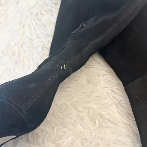 Free People X Sam Edelman Leigh Black Suede Kitten knee boots women size 7