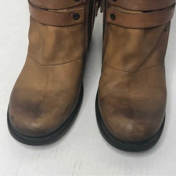 Freebird Boots Women’s 10 Blaze Ankle Booties Heeled Zip Brown Leather Free Bird