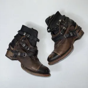 Freebird Women’s Crue Boots Black Distressed Leather Boho Western Size 7
