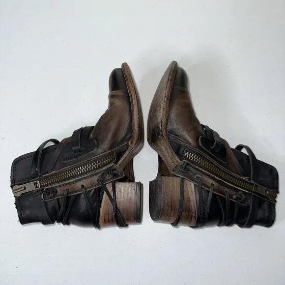 Freebird Women’s Crue Boots Black Distressed Leather Boho Western Size 7