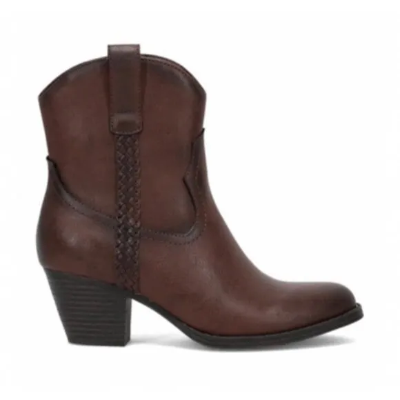 Frye and Co  Daxx Stacked Heel Cowboy Boots  Women 8.5 Brown Boho Western Heeled