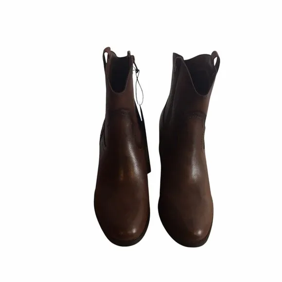 Frye and Co  Daxx Stacked Heel Cowboy Boots  Women 8.5 Brown Boho Western Heeled