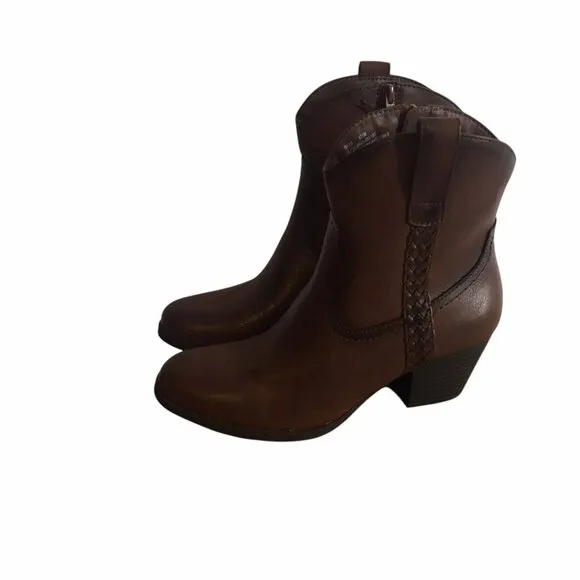 Frye and Co  Daxx Stacked Heel Cowboy Boots  Women 8.5 Brown Boho Western Heeled