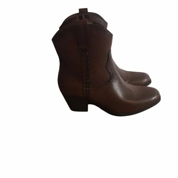 Frye and Co  Daxx Stacked Heel Cowboy Boots  Women 8.5 Brown Boho Western Heeled
