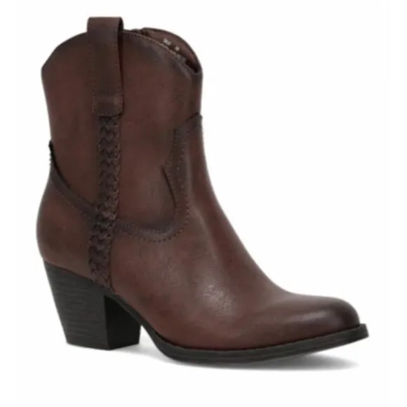 Frye and Co  Daxx Stacked Heel Cowboy Boots  Women 8.5 Brown Boho Western Heeled