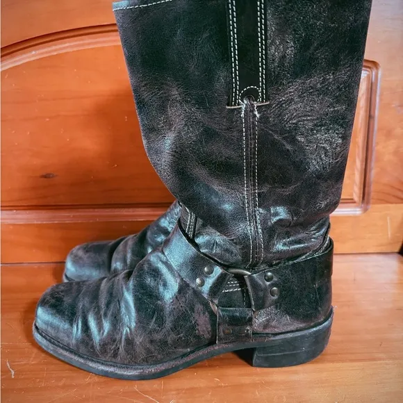Frye Antiqued Harness Boots