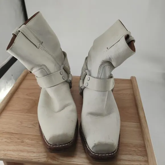 FRYE BEST WHITE BOOTS FOR WOMEN SIZE 9 LEATHER