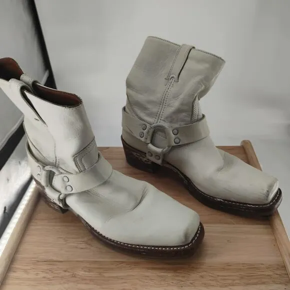 FRYE BEST WHITE BOOTS FOR WOMEN SIZE 9 LEATHER