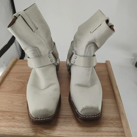 FRYE BEST WHITE BOOTS FOR WOMEN SIZE 9 LEATHER