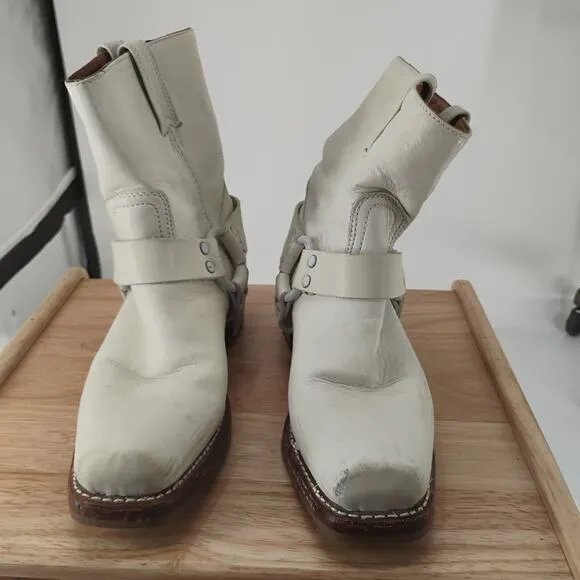FRYE BEST WHITE BOOTS FOR WOMEN SIZE 9 LEATHER