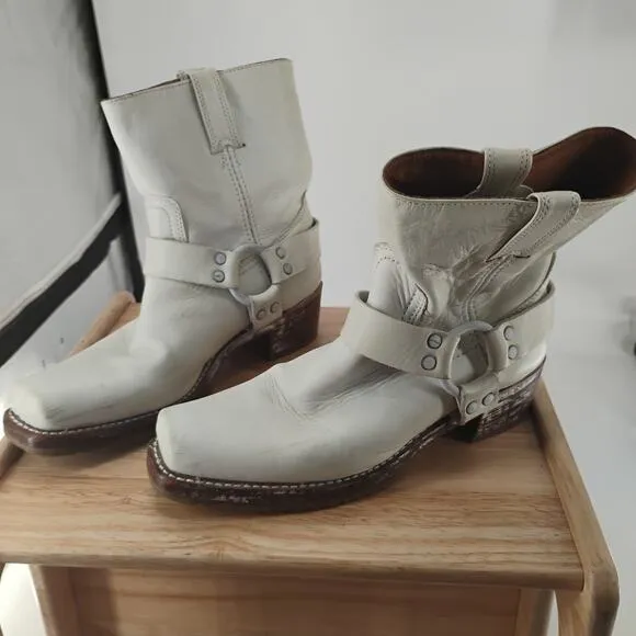 FRYE BEST WHITE BOOTS FOR WOMEN SIZE 9 LEATHER