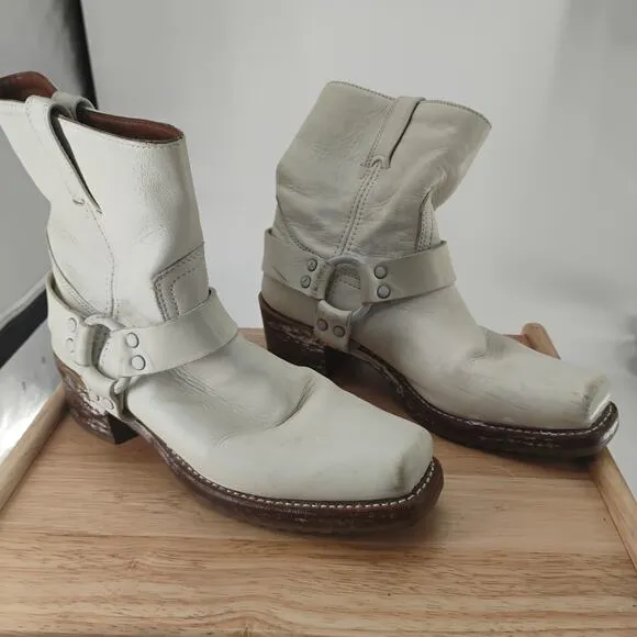 FRYE BEST WHITE BOOTS FOR WOMEN SIZE 9 LEATHER