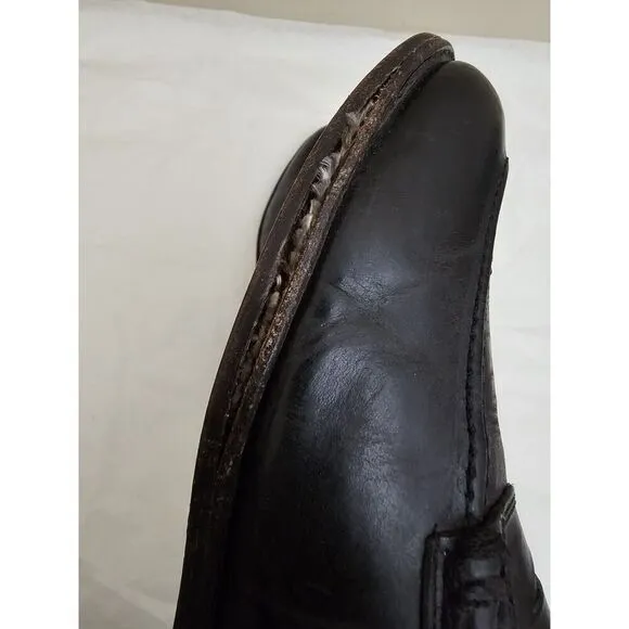 Frye John Addison Mens 9.5 D Black Leather Penny Loafers Dress Shoes Slip On