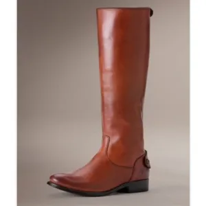 FRYE MELISSA BUTTON BACK ZIP Cognac TALL LEATHER Riding BOOTS WOMEN 10 B