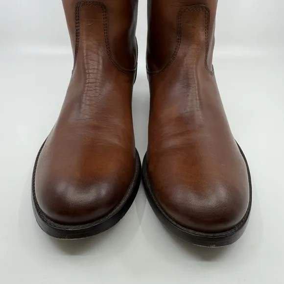 FRYE MELISSA BUTTON BACK ZIP Cognac TALL LEATHER Riding BOOTS WOMEN 10 B