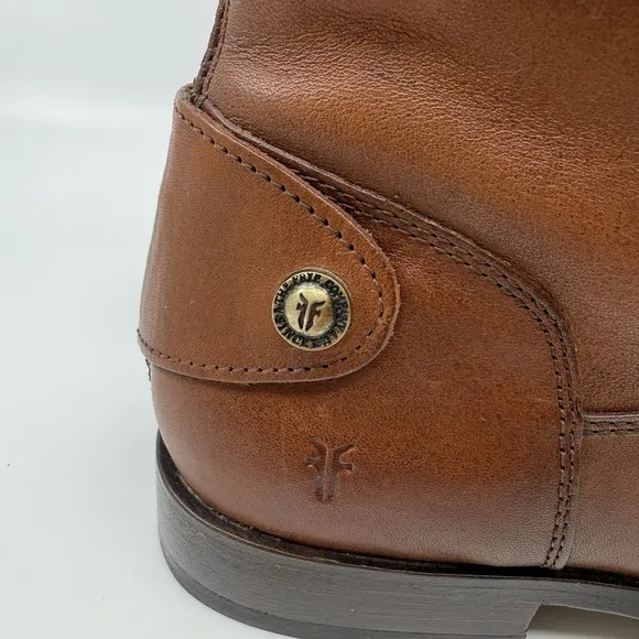 FRYE MELISSA BUTTON BACK ZIP Cognac TALL LEATHER Riding BOOTS WOMEN 10 B