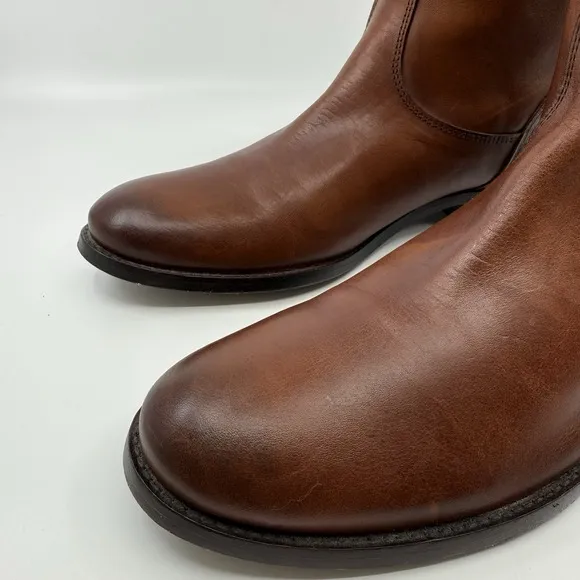 FRYE MELISSA BUTTON BACK ZIP Cognac TALL LEATHER Riding BOOTS WOMEN 10 B