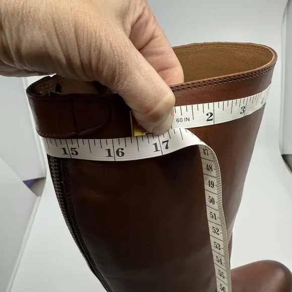 FRYE MELISSA BUTTON BACK ZIP Cognac TALL LEATHER Riding BOOTS WOMEN 10 B