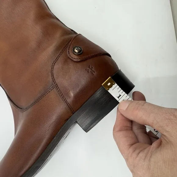 FRYE MELISSA BUTTON BACK ZIP Cognac TALL LEATHER Riding BOOTS WOMEN 10 B