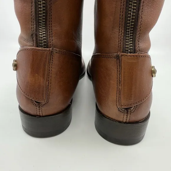 FRYE MELISSA BUTTON BACK ZIP Cognac TALL LEATHER Riding BOOTS WOMEN 10 B