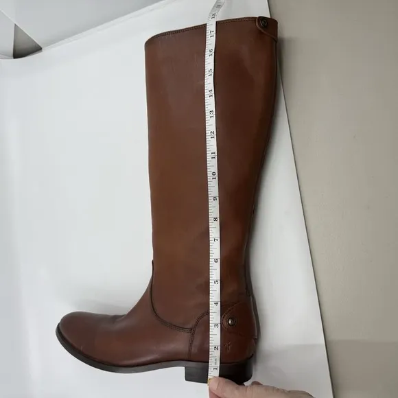 FRYE MELISSA BUTTON BACK ZIP Cognac TALL LEATHER Riding BOOTS WOMEN 10 B