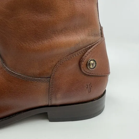 FRYE MELISSA BUTTON BACK ZIP Cognac TALL LEATHER Riding BOOTS WOMEN 10 B