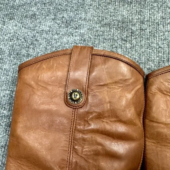 Frye Melissa Button Lug 3471374-COG Women 7B Riding Boots Cognac Knee High Boots