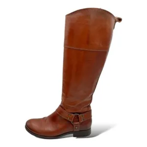 Frye Melissa Harness Tall Riding Boots Women Size 6.5 B Chestnut Brown Leather